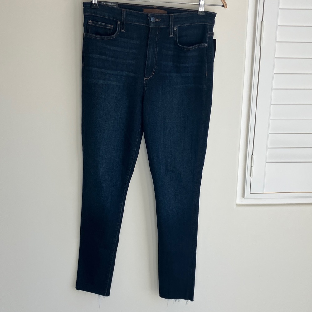JOE’S JEANS HIGH RISE SKINNY ANKLE FLAWLESS DARK INDIGO RAW HEM WOMENS SIZE 31